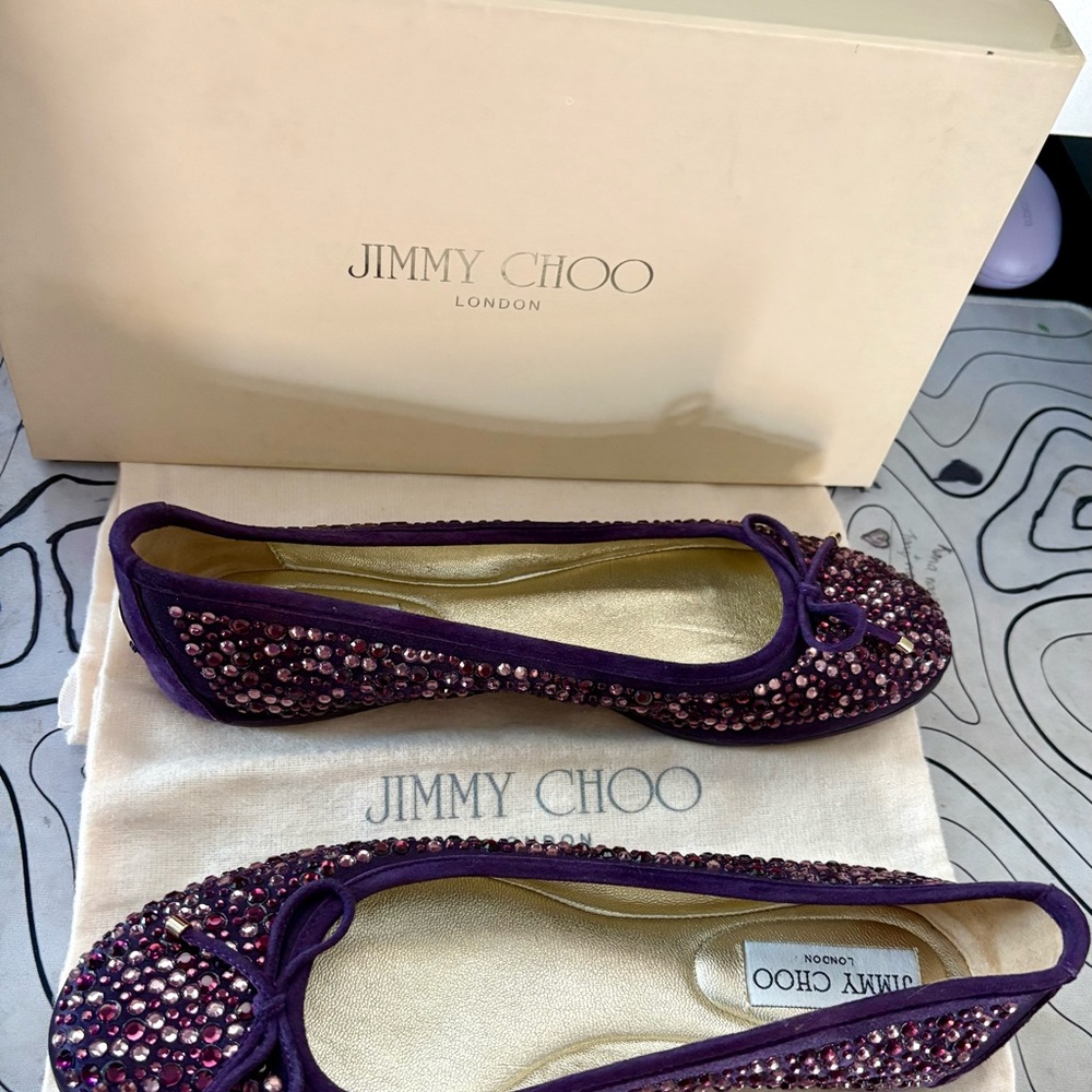 Jimmy Choo Purple Studded Flats